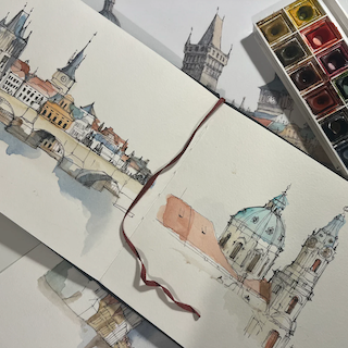 AKVARELL WORKSHOP Urban Sketch PRÁGA - JANUÁR 31.
